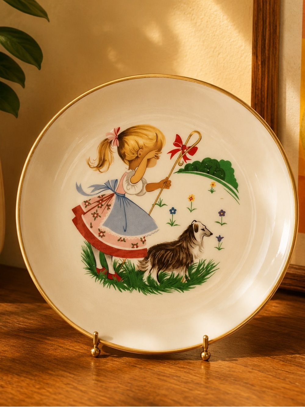 Weatherby Hanley — Vintage Decorative Plate with Girl and Dog